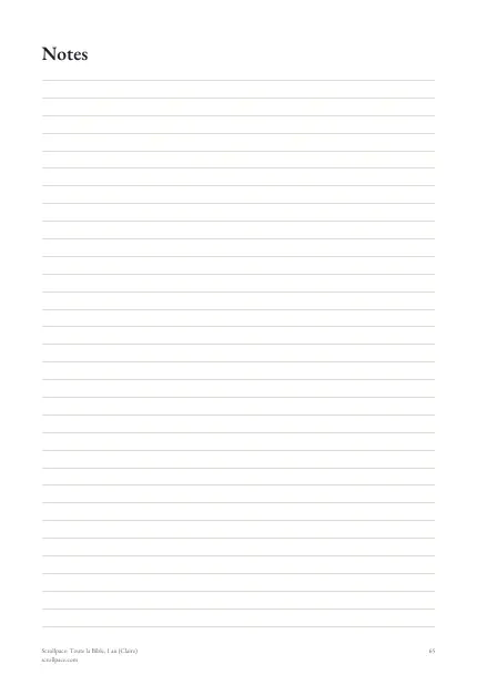 Page « Pages de notes » d’un plan de lecture imprimé
